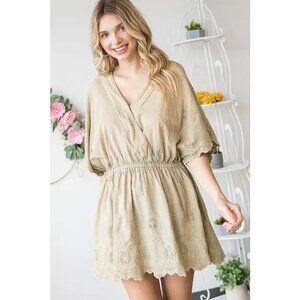 057 Oli & Hali Washed Surplice Front Eyelet Hem Peplum Blouse Size Medium